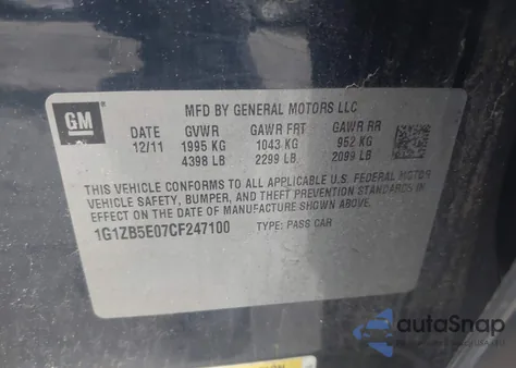 2012 Chevrolet Malibu Ls from USA, damaged, VIN 1G1ZB5E07CF247100